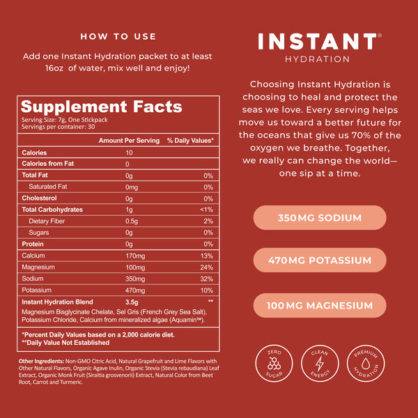 Hydration Powder Ingredients Premium Electrolyte Drink Mix – Instant Hydration